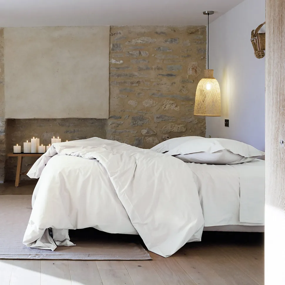 Housse de couette uni 280x240 cm percale de coton MANOIR blanc Neige