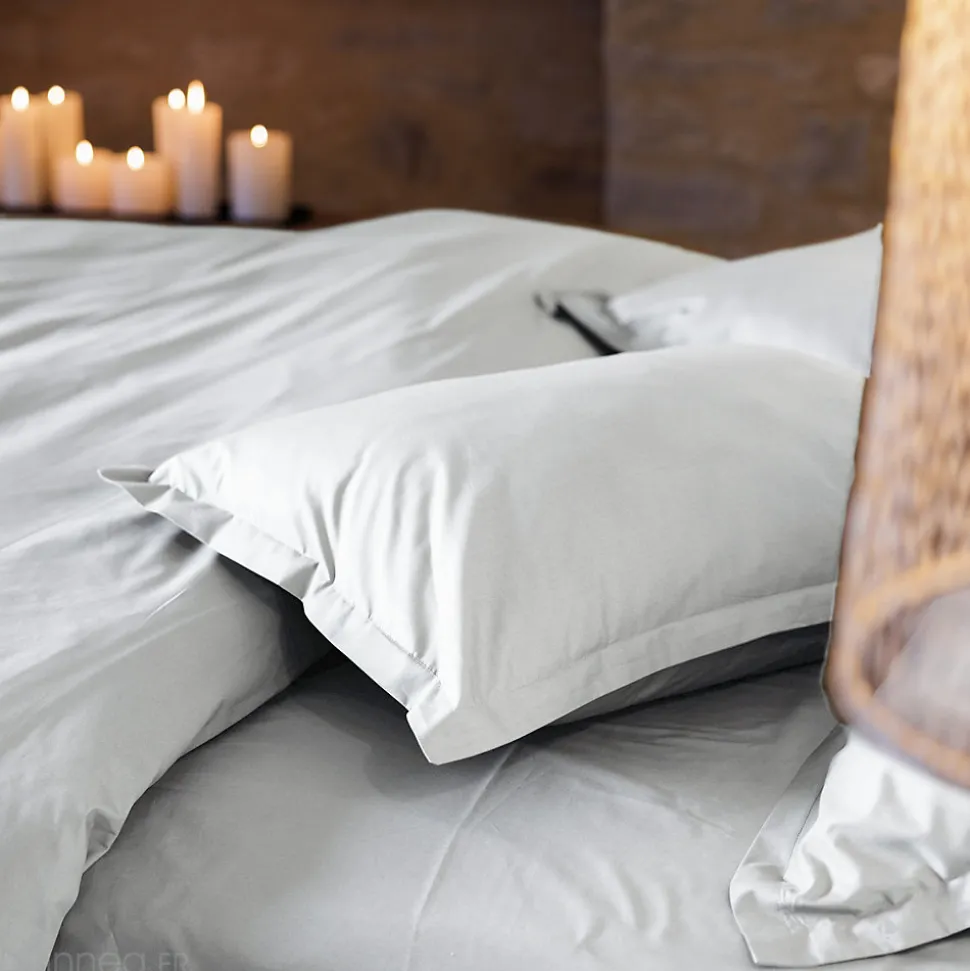 Housse de couette uni 280x240 cm percale de coton MANOIR blanc Neige