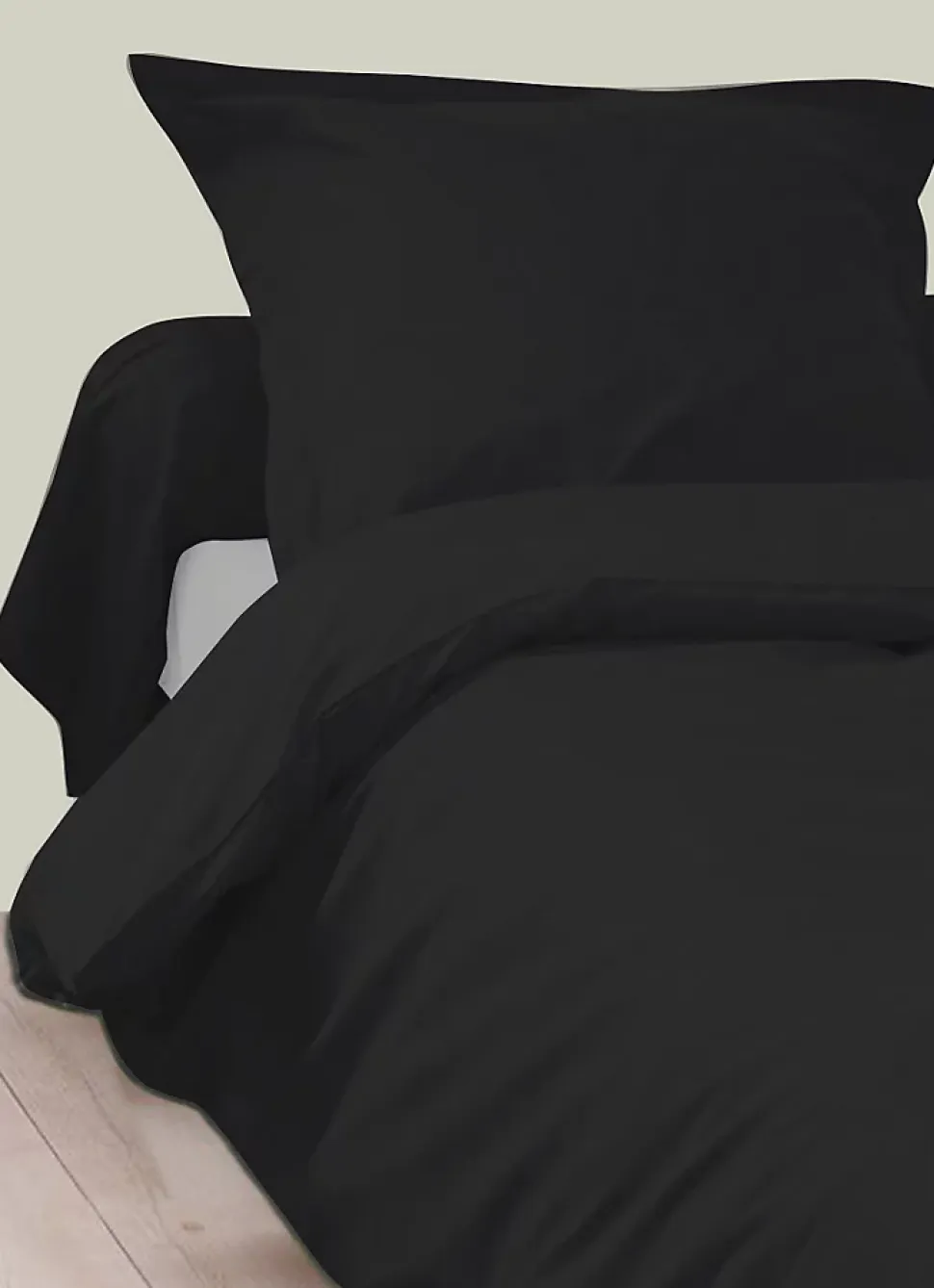 Housse de Couette Unie en 100 % Coton (140x200 cm - Noir)