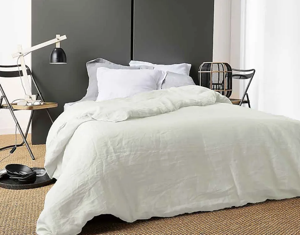 Housse de Couette Unie en Lin (240x220 cm - Ivoire)