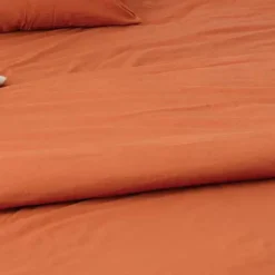 Housse de couette unie en coton Lavé (200x200 cm - Cuivre)