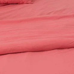 Housse de couette unie en coton Lavé (240x220 cm - Rose)