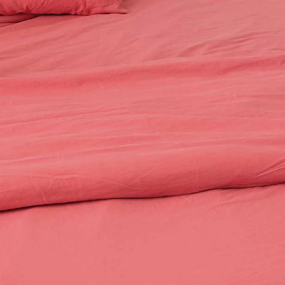 Housse de couette unie en coton Lavé (240x220 cm - Rose)