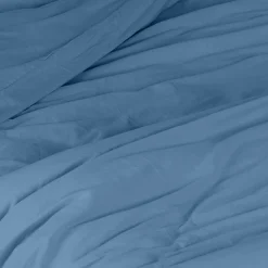 Housse de couette unie en coton Lavé (240x220 cm - Bleu Foncé)
