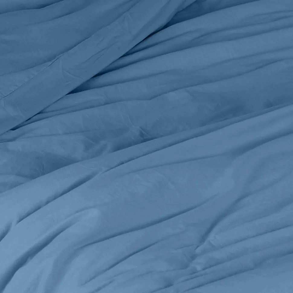 Housse de couette unie en coton Lavé (240x220 cm - Bleu Foncé)