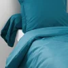 Housse de Couette Unie en 100 % Coton (140x200 cm - Bleu Paon)