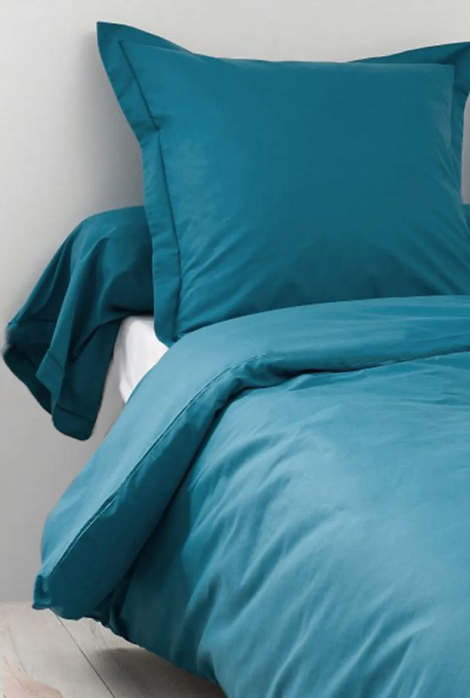 Housse de Couette Unie en 100 % Coton (140x200 cm - Bleu Paon)