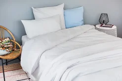 Housse de couette unie en coton Lavé (200x200 cm - Gris Perle)