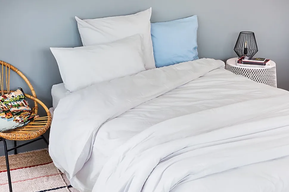 Housse de couette unie en coton Lavé (200x200 cm - Gris Perle)