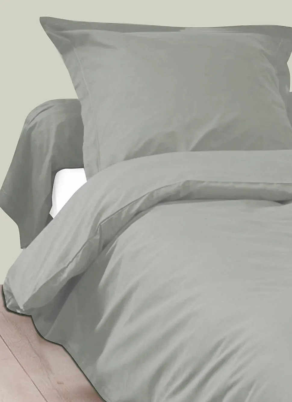 Housse de Couette Unie en 100 % Coton (260x240 cm - Gris Galet)