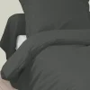 Housse de Couette Unie en 100 % Coton (200x200 cm - Gris anthracite)