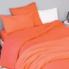 Housse de couette unie en coton Lavé (140x200 cm - Orange corail)