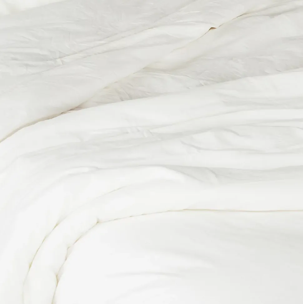 Housse de couette unie en coton Lavé (140x200 cm - Ivoire)