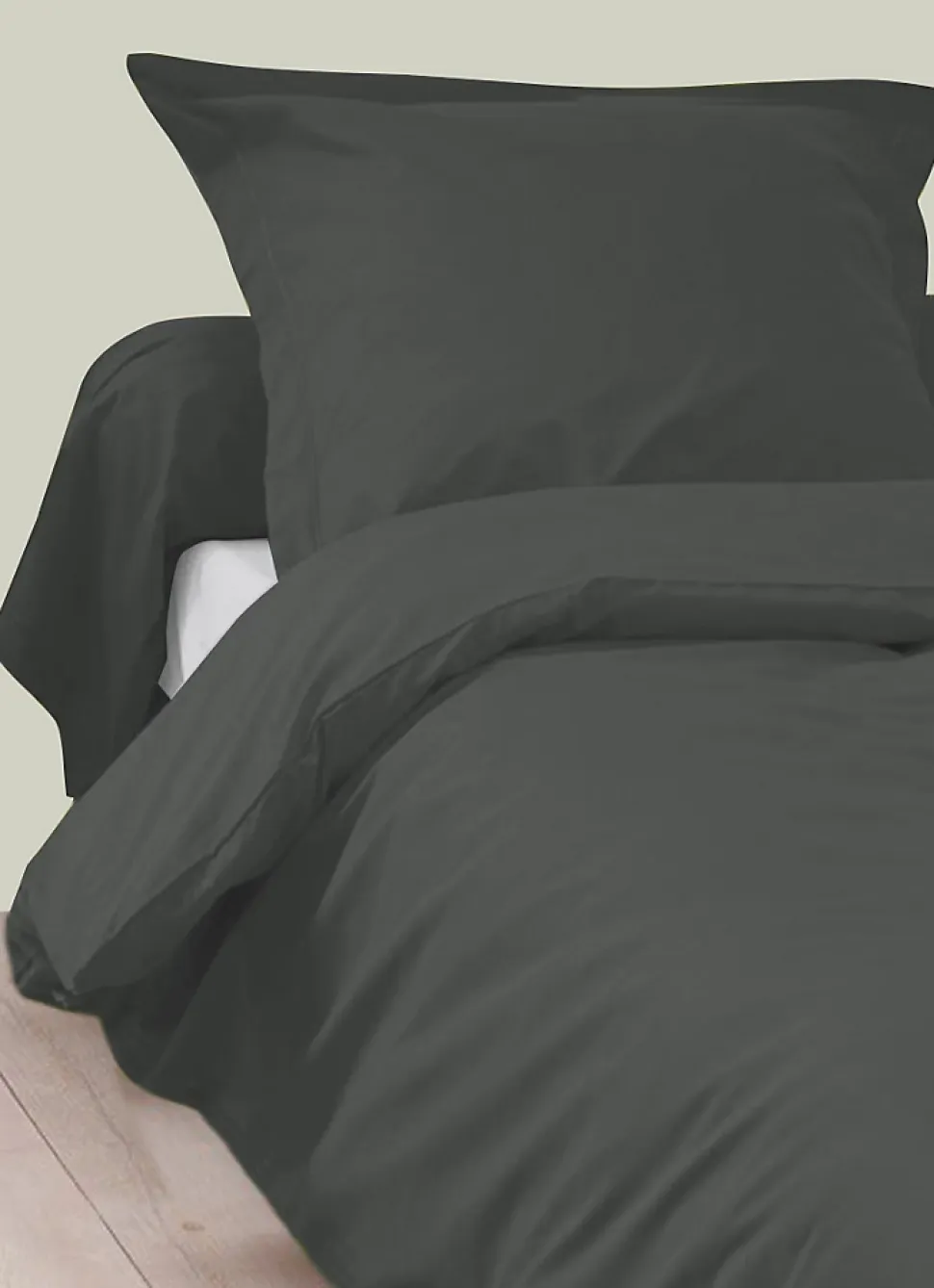 Housse de Couette Unie en 100 % Coton (140x200 cm - Gris anthracite)