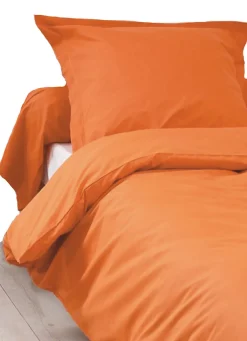 Housse de Couette Unie en 100 % Coton (260x240 cm - Orange corail)