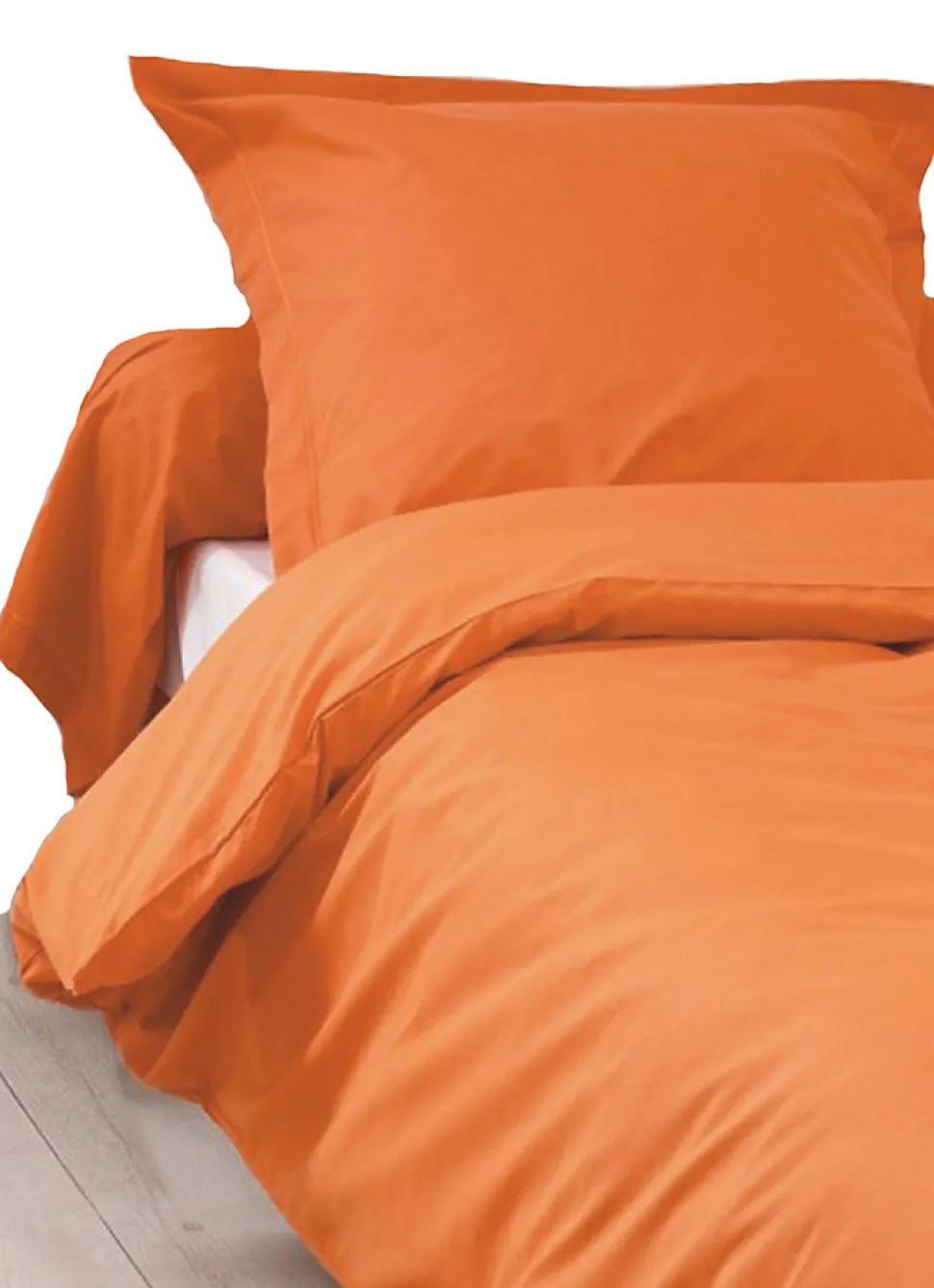 Housse de Couette Unie en 100 % Coton (260x240 cm - Orange corail)