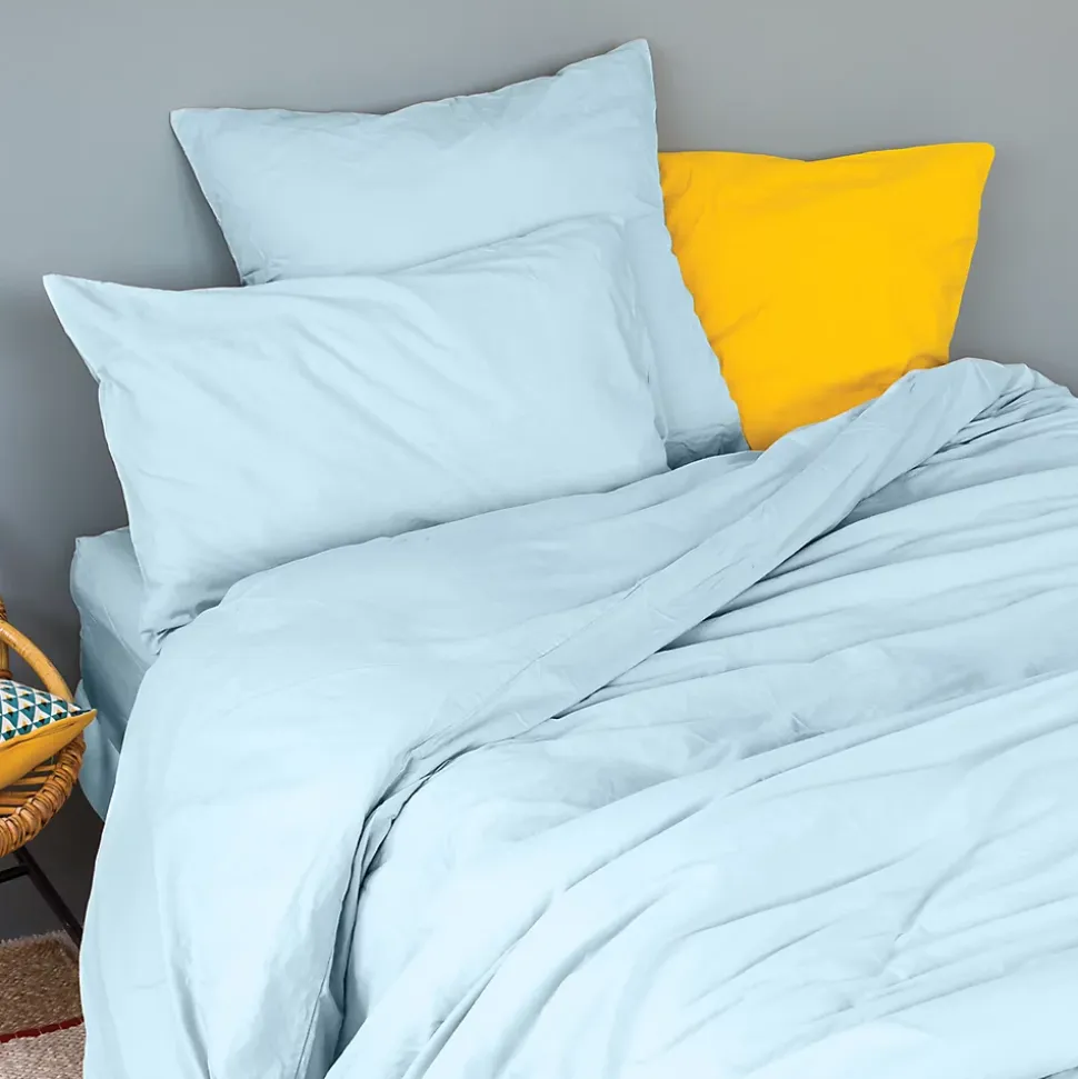 Housse de couette unie en coton Lavé (140x200 cm - Turquoise)