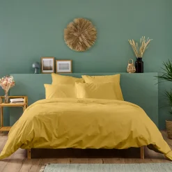 Housse de couette unie 140x200cm PERCALE MOUTARDE
