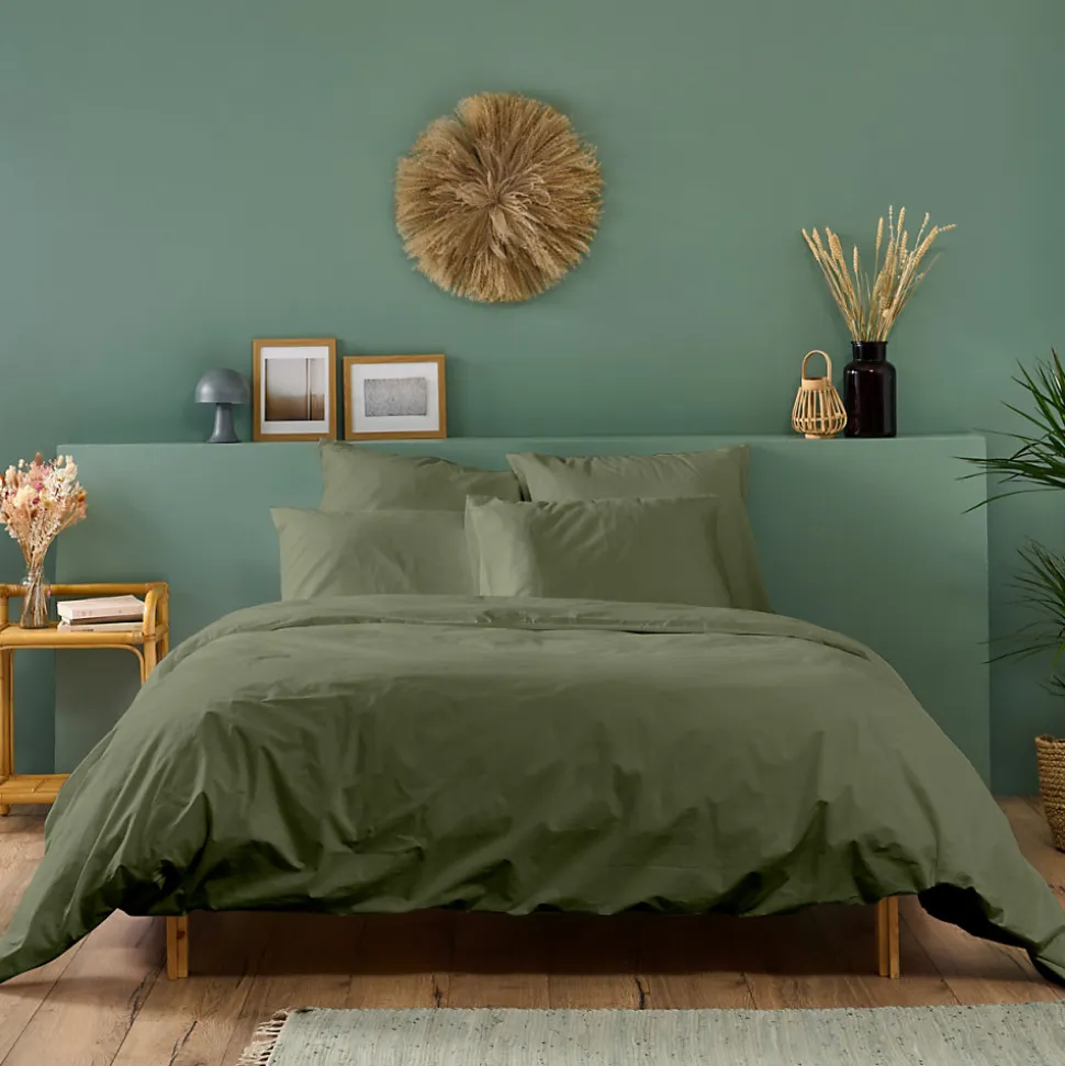 Housse de couette unie 220x240cm PERCALE KAKI