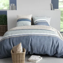Housse de couette 240x220 + 2 taies en coton 57 fils