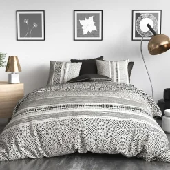 Housse de couette 240x220 + 2 taies en coton 57 fils