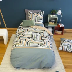 Housse de couette 140x200 + 1 taie LOUTE 100% Coton 57 fils