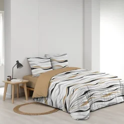 Housse de couette 240x220 + 2 taies VAGUELINE Naturel