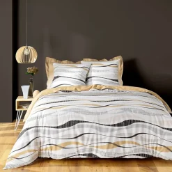 Housse de couette 240x220 + 2 taies VAGUELINE Naturel