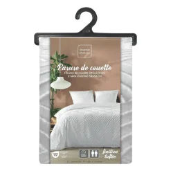 Housse de couette 240x220 + 2 taies tuftée blanche