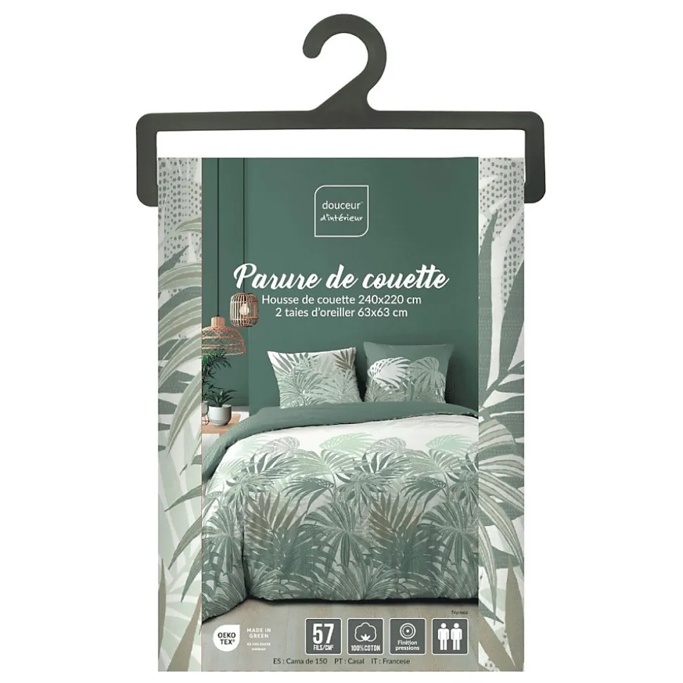 Housse de couette 240x220 + 2 taies NYMEA 100% coton 57fils
