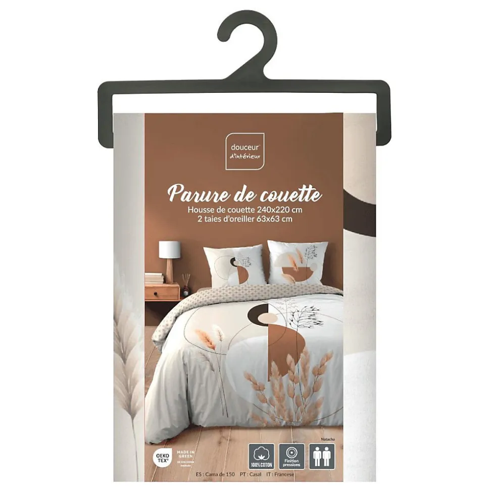 Housse de couette 240x220 + 2 taies PAMPA 100% coton