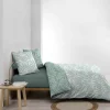 Housse de couette 240x220 + 2 taies MALIA sauge 100% coton