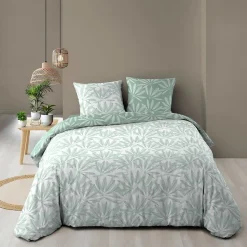 Housse de couette 240x220 + 2 taies MALIA sauge 100% coton