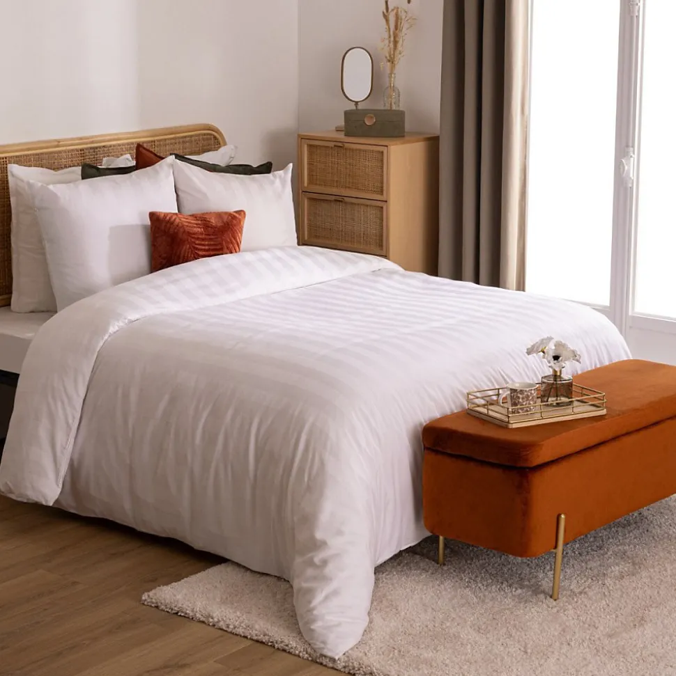 Housse de couette 240x220 + 2 taies coton satiné blanc