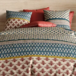 Housse de couette 260x240 + 2 taies Manille coton Percale 71 fils