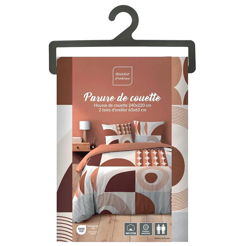Housse de couette 240x220 + 2 taies GEMMA 100% coton