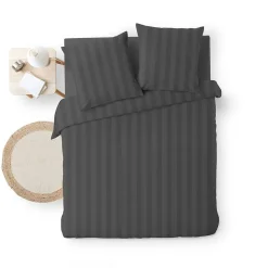 Housse de couette 240x220 + 2 taies Cléo Anthracite microfibre