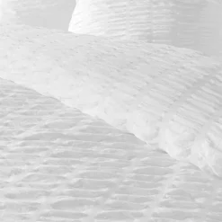 Housse de couette 240x220 + 2 taies plissée blanche