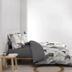 Housse de couette 240x220 + 2 taies TRIGONE microfibre