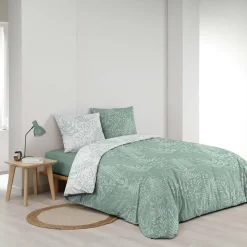 Housse de couette 240x220 + 2 taies CASSIA sauge 100% coton