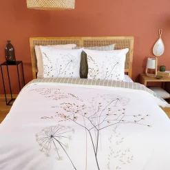 Housse de couette 240x220 + 2 taies SOLIFLORE 100% Coton 57 fils