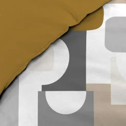 Housse de couette 240x220 + 2 taies GEOMELO ocre