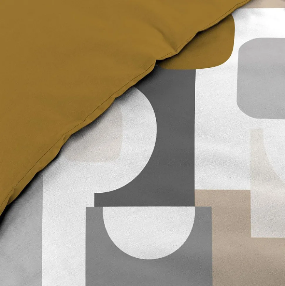 Housse de couette 240x220 + 2 taies GEOMELO ocre