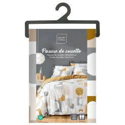 Housse de couette 240x220 + 2 taies GEOMELO ocre