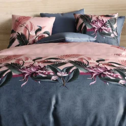 Housse de couette 220x240 cm + 2 taies d'oreiller 63x63 cm coton flora