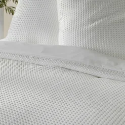Housse de couette 240x220 cm + 2 taies Microfibre gaufrée unie blanche ABELIA