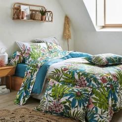 Housse de couette 140x200 cm coton SUMATRA bleu Paon