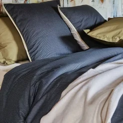Housse de couette 260x240 cm coton BRIXTON à rayures noires