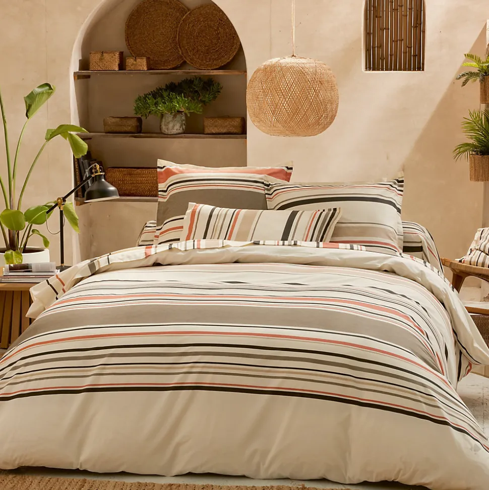 Housse de couette 280x240 cm coton HUGO beige/corail