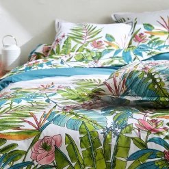 Housse de couette 260x240 cm coton SUMATRA bleu Paon